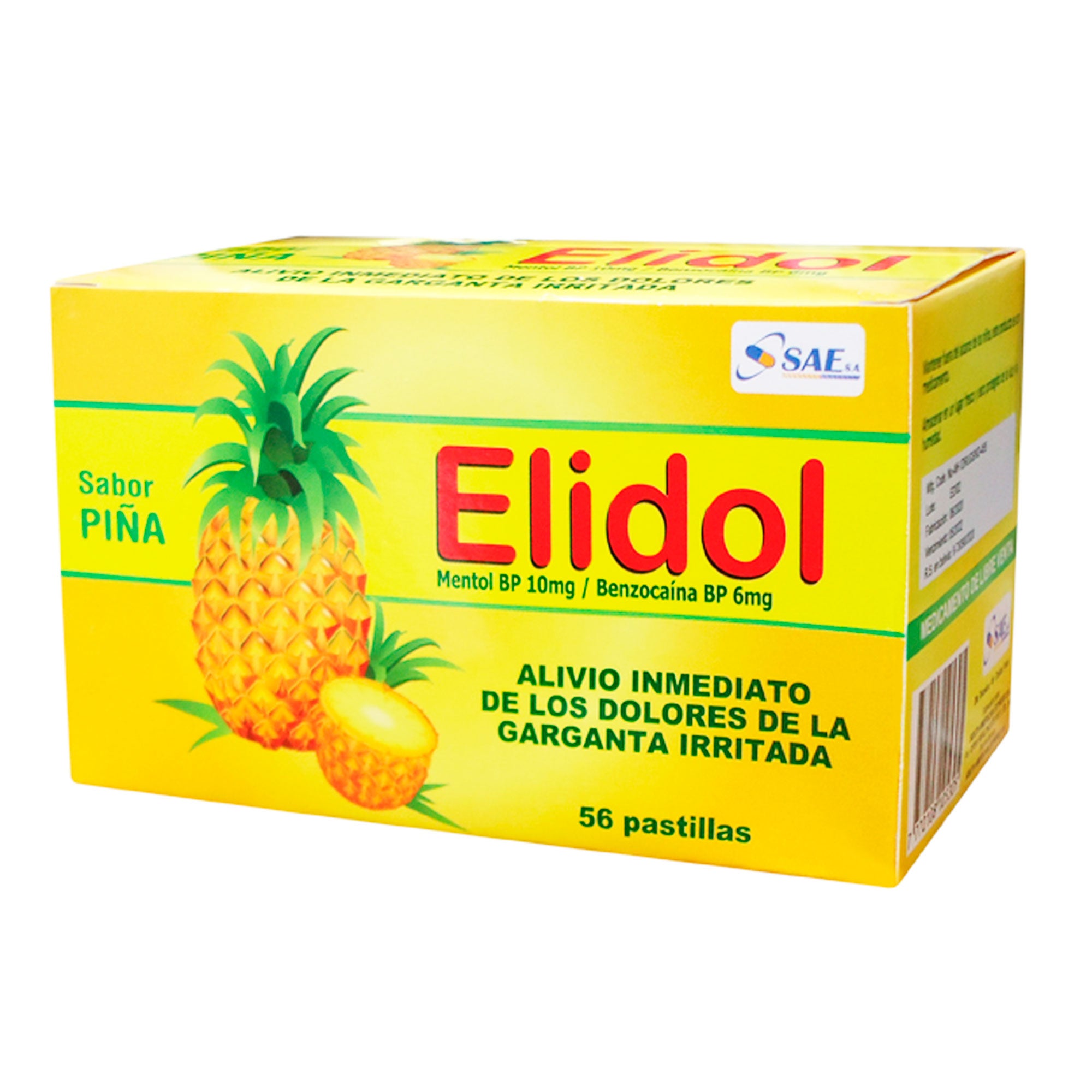 Elidol piña X pastilla masticable Benzocaína Mentol 