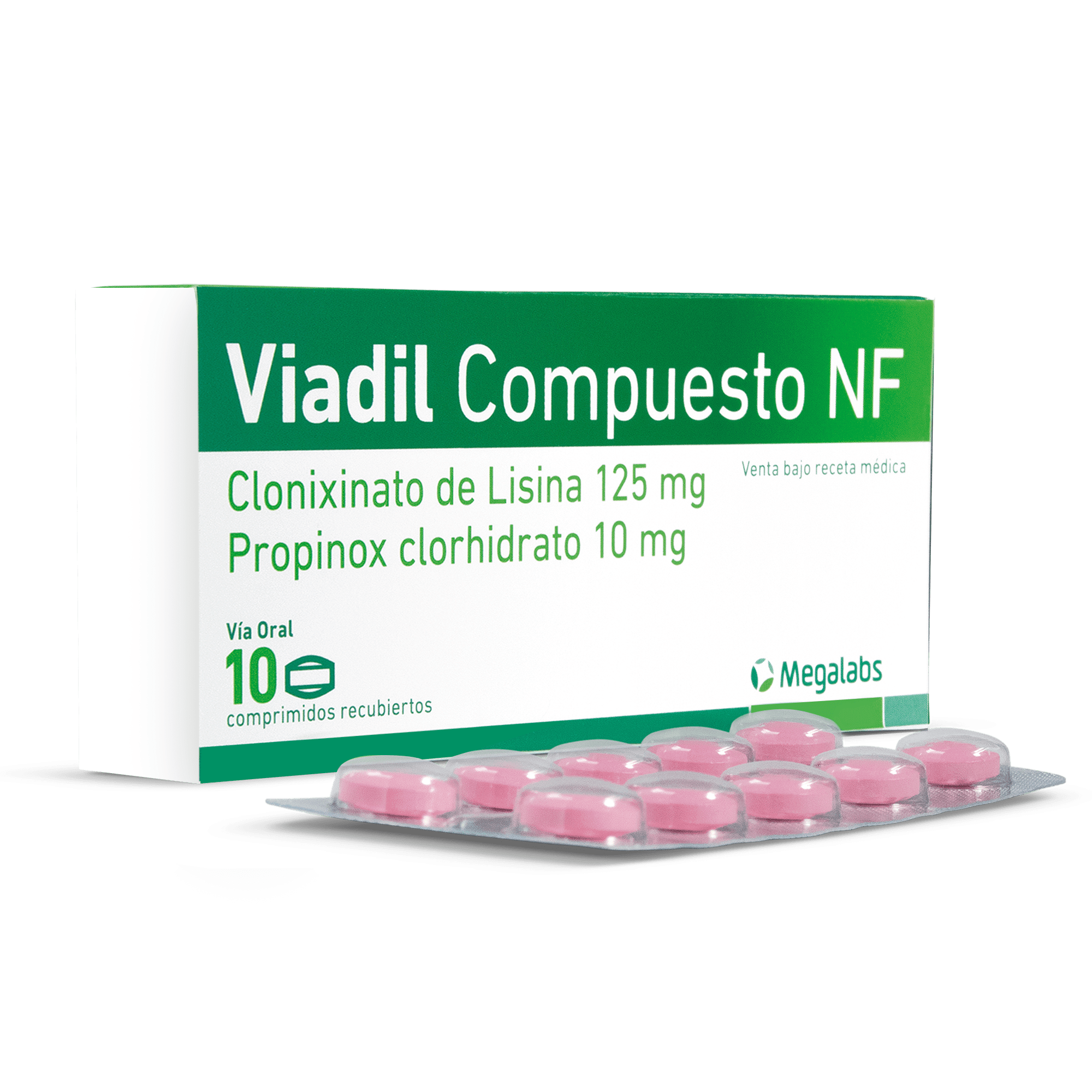 Viadil Compuesto NF X Comprimido _ Clonixinato de Lisina 125 mg. Propinox Clorhidrato 10 mg