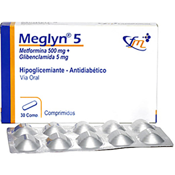 Meglyn 5 X tableta Metformina 500 Mg Y Glibenclamida 5 Mg