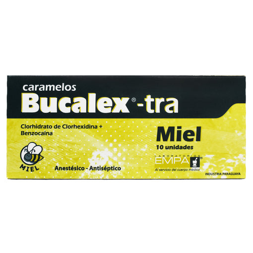 Bucalex-tra Miel X pastilla masticable Benzocaína clorhexidina