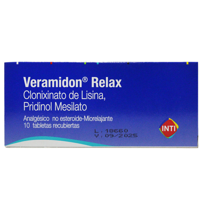 Veramidon Relax _ Clonixinato de Lisina, Pridinol Mesilato 250 mg/4mg X Tabletas Recubiertas