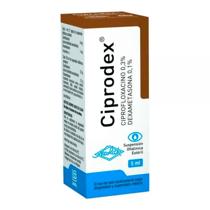 Ciprodex gotas X 5ml oftalmica Ciprofloxacina 3 % Dexametasona  1%