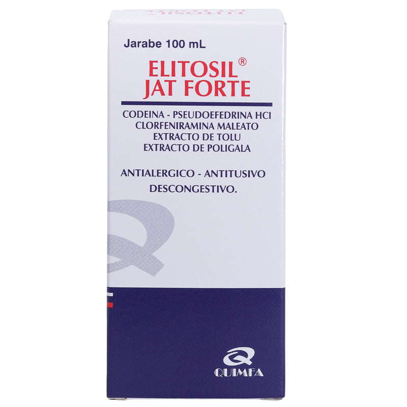 Elitosil Jat Forte Jarabe X100 mL codeína 10 mg, pseuefedrina 30 mg Clorfeniramina 2 mg