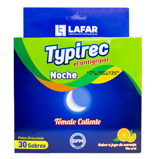 Typirec Noche X sobre Paracetamol 650 mg Fenilefrina 10 mg Dextrometorfano 15 mg clorfeniramina 4 mg