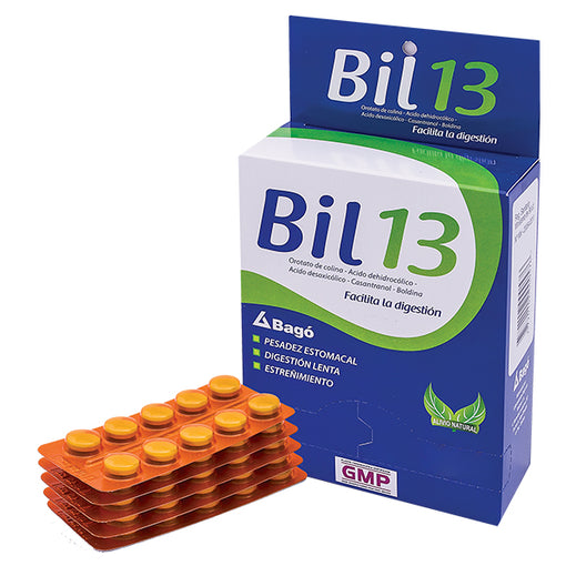 Bil 13 X Comprimido (Orotato de colina,Ácido dehidrocolico, Ácido desoxicolico,Casantranol,Boldina)