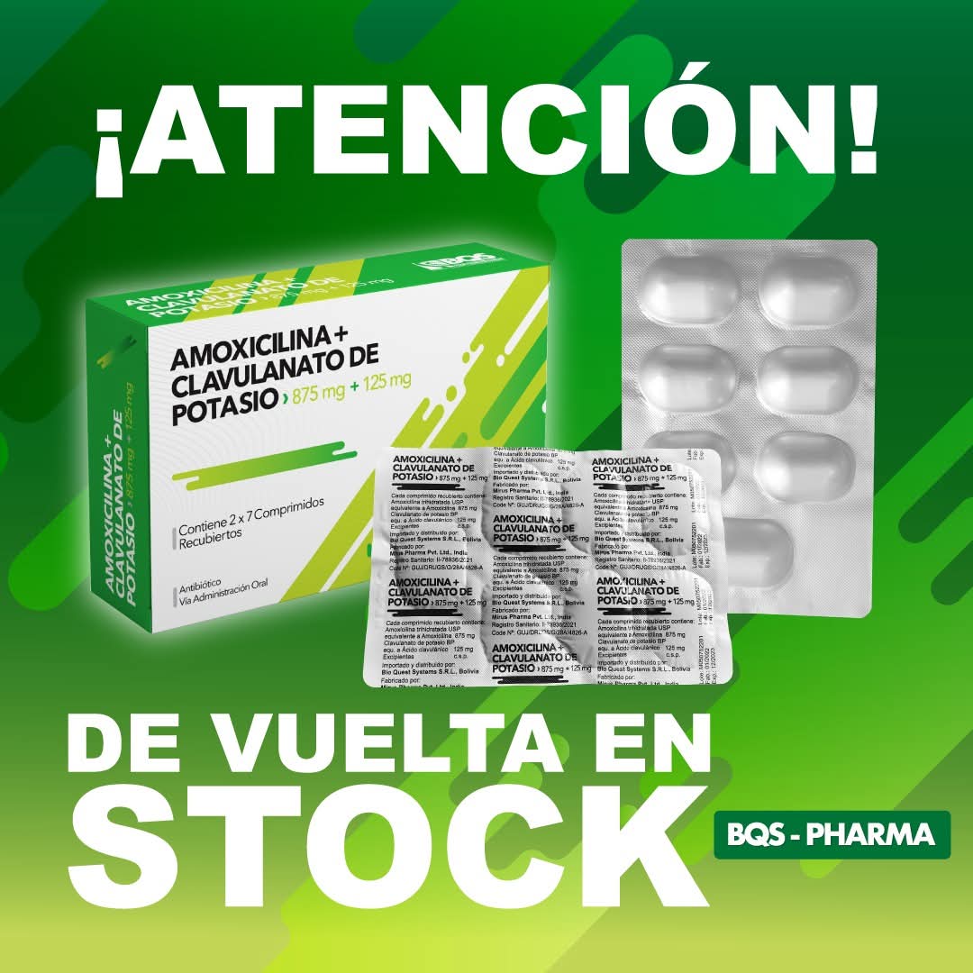 Amoxicilina + Clavulanato de Potasio 875mg + 125mg X Comprimido