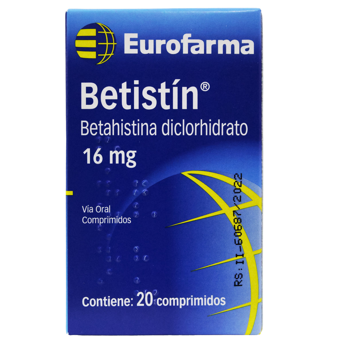 Betistín X Comprimido Betahistina Diclorhidrato 16 mg