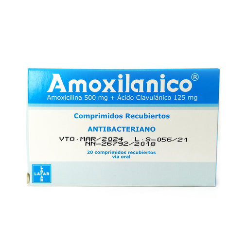 Amoxilanico X Comprimido Amoxicilina 500 MG, Ácido clavulinico 125 mg