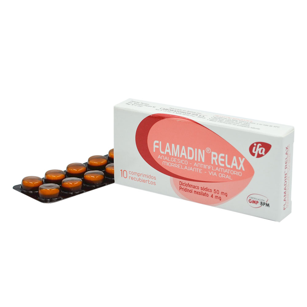 Flamadin Relax X Comprimido _ Diclofenaco 50 mg, Prinidol mesilato 4 mg
