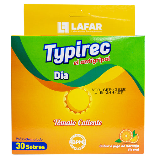 Typirec Día X sobre Paracetamol 650 mg Fenilefrina 10 mg Dextrometorfano 15 mg cafeína