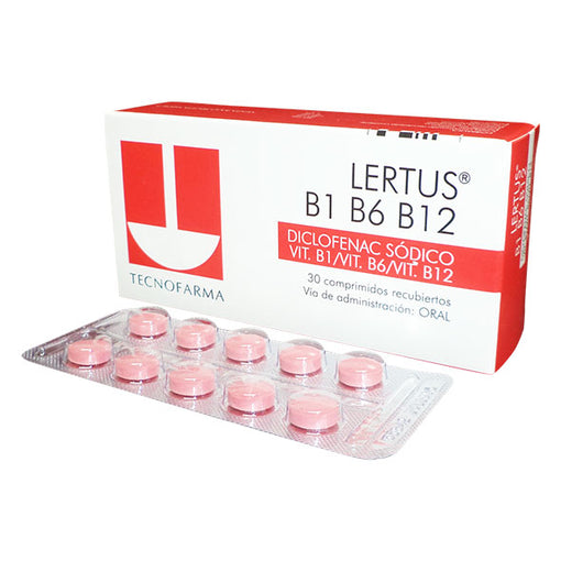 Lertus B1 B6 B12 X Comprimido Diclofenaco Sódico 50mg tíamina 50mg piridoxina 100mg cianocobalamina 5mg
