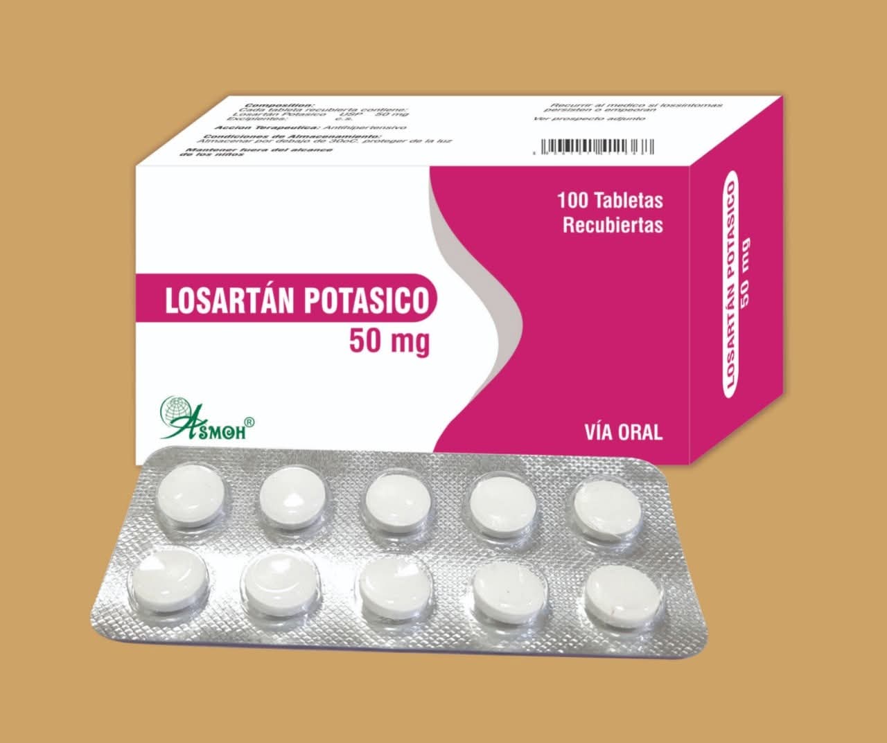 Losartán potásico 50 mg X Tabletas