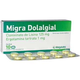 Migra Dolalgial X Comprimido _ Clonixinato de lisina 125 mg, Ergotamina tartrato 1 mg