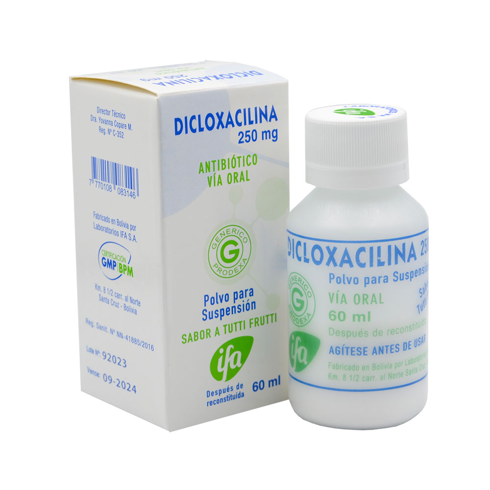 Dicloxacilina 250 MG Suspensión X 100Ml
