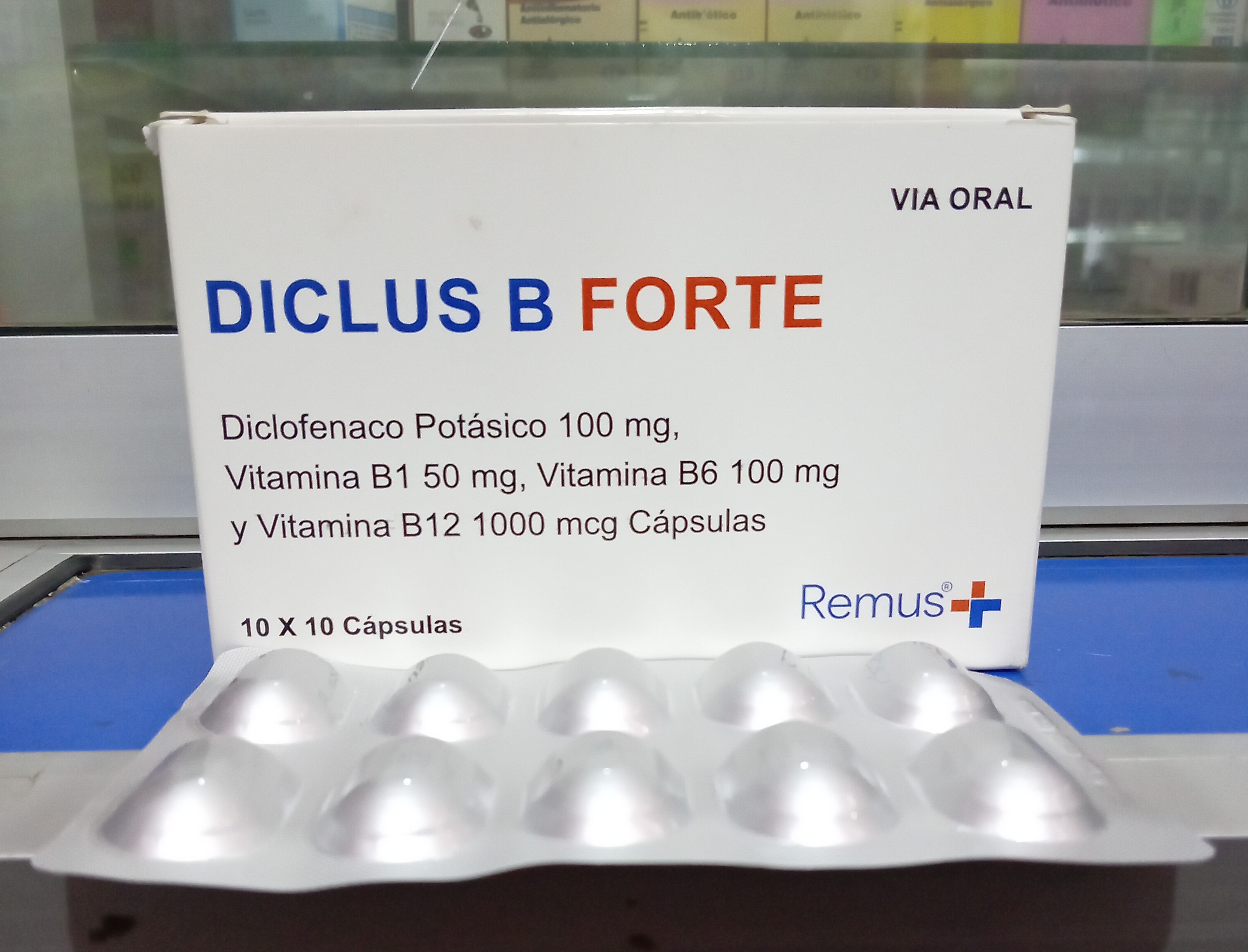 Diclus B Forte X capsulas Diclofenaco Potasico 100 mg B1, B6, b12