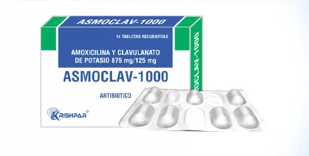 Asmoclav-1000 X Tabletas Amoxicilina y Clavunalato de Potasio 875 mg/125mg