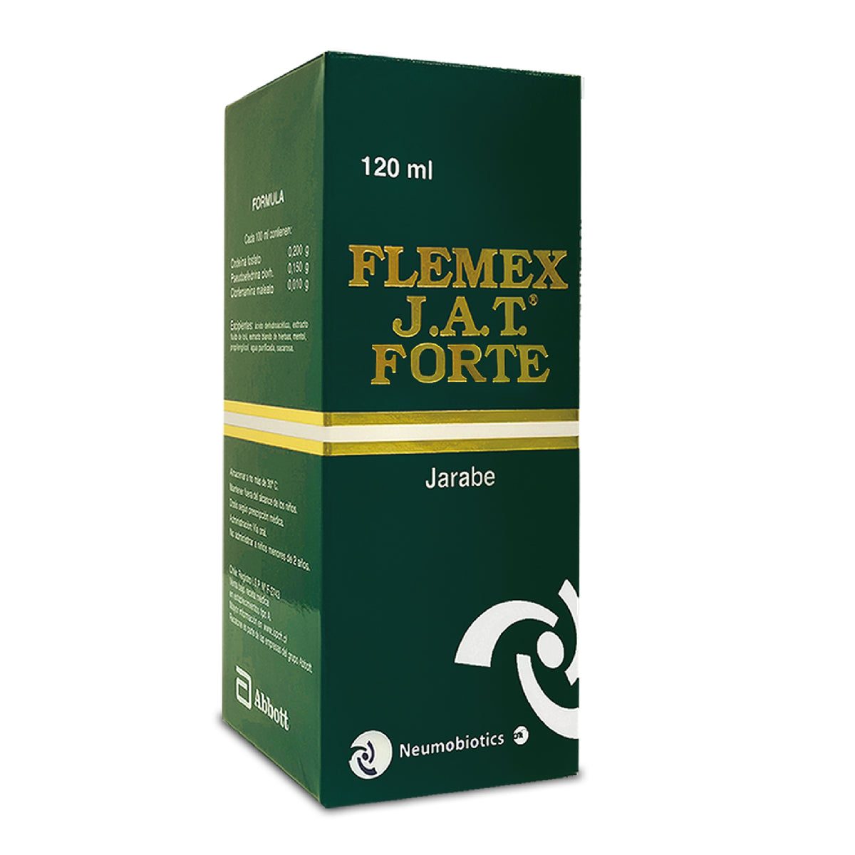 Flemex J.A.T. Forte X Jarabe 120 ml _ Codeina 10 mg, Pseudoefedrina 30 mg, Clorfenamina 2 mg