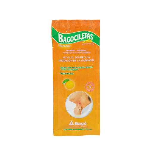 Bagociletas X 4 pastillas sobre Naranja Benzocaina 6Mg