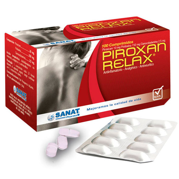 Piroxan Relax X Comprimidos Piroxicam 10 mg, Piridoxina 150 mg, Cianocobalamina 2.5 mg