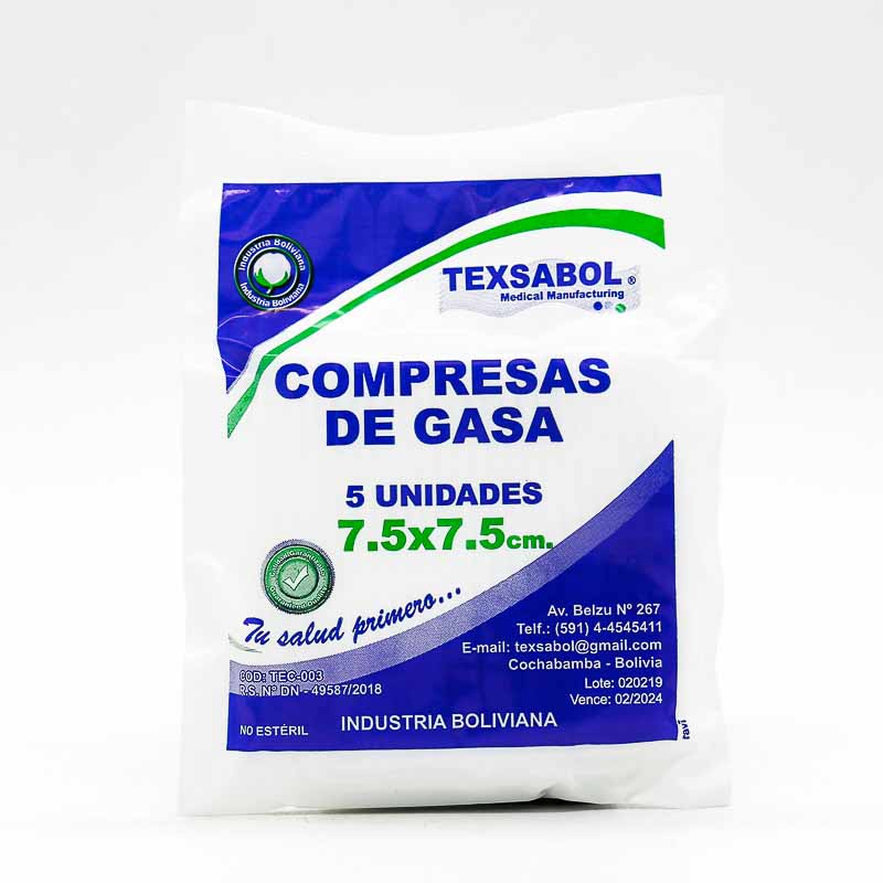 Compresas de gasa Texsabol 7.5x7.5 cm