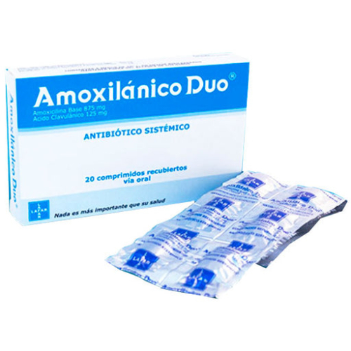 Amoxilánico Duo X Comprimido Amoxicilina 875 Mg, Ácido clavulinico 125 mg