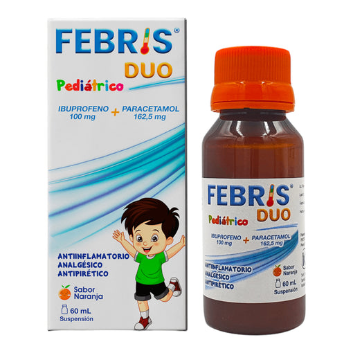 Febris Duo Jarabe X 60 ml Pediátrico Paracetamol 162.5 mg ibuprofenos 100 mg