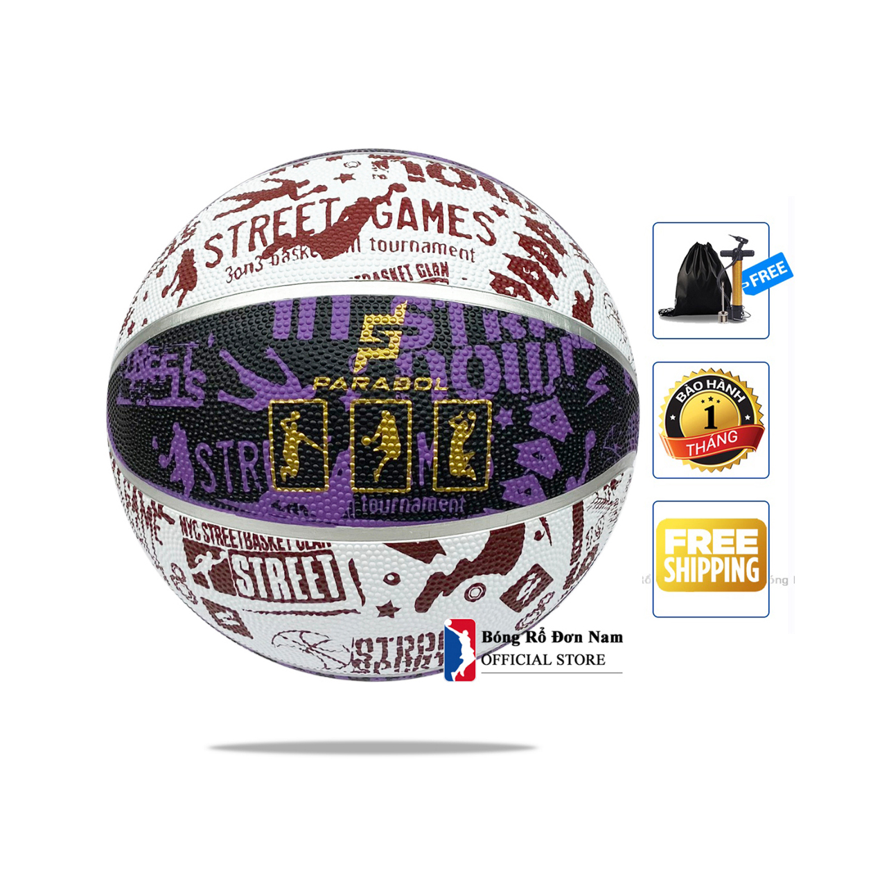 Bóng rổ cao su Parabol Graffity - Tặng kèm bộ phụ kiện