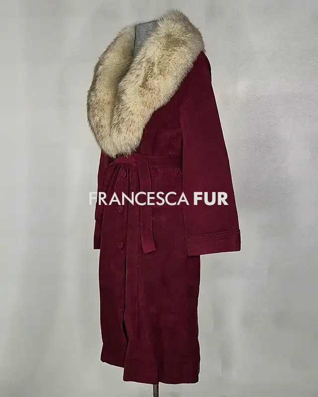 FOX FUR Collared Scarlett Suede Coat