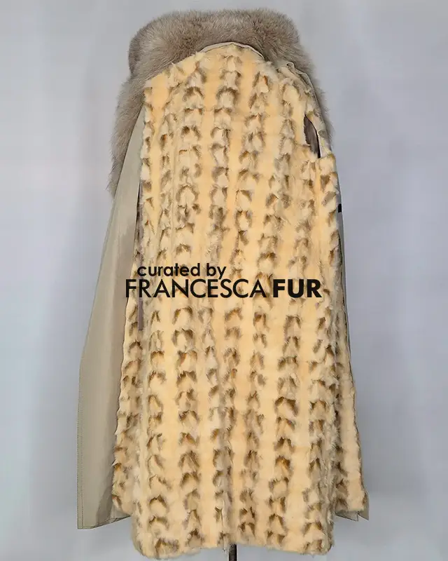 FOX FUR Collared Italian Silk Overcoat