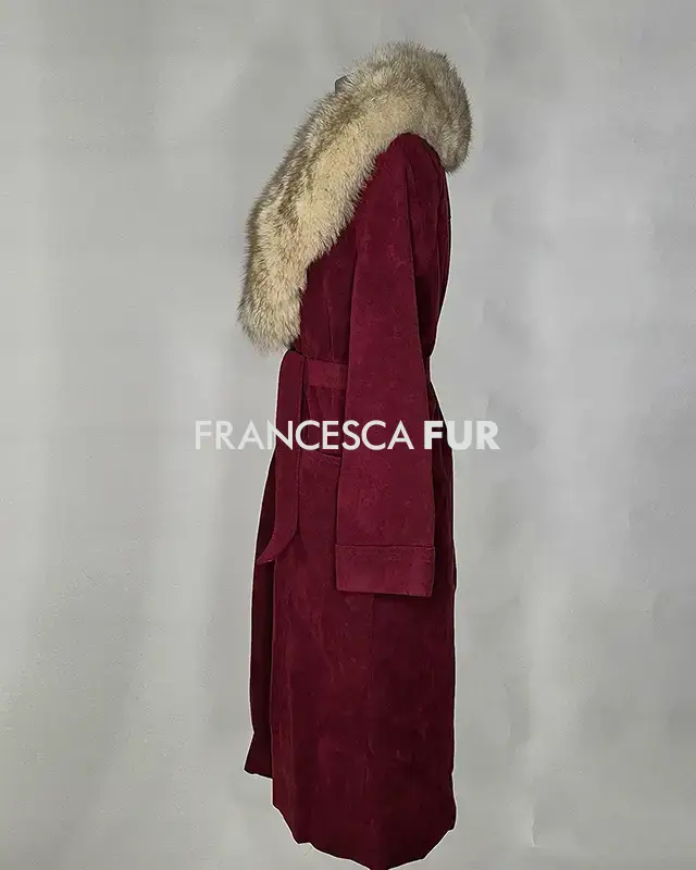 FOX FUR Collared Scarlett Suede Coat
