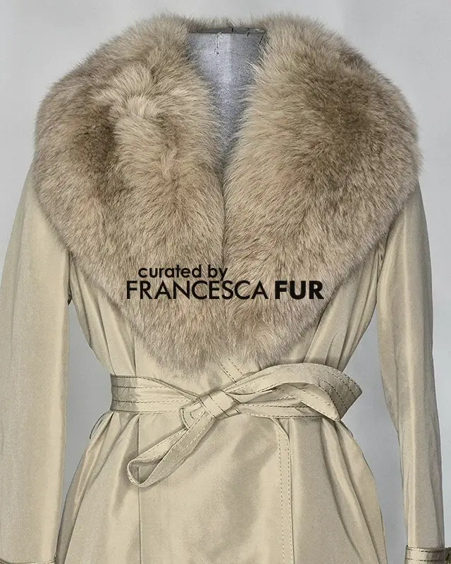 FOX FUR Collared Italian Silk Overcoat