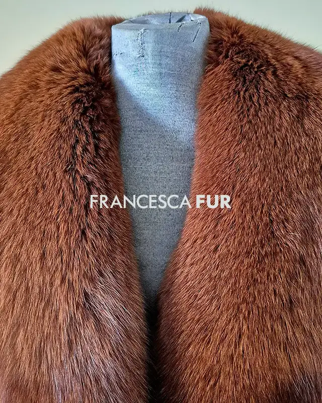 FOX FUR Trimmed Brown Suede Jacket
