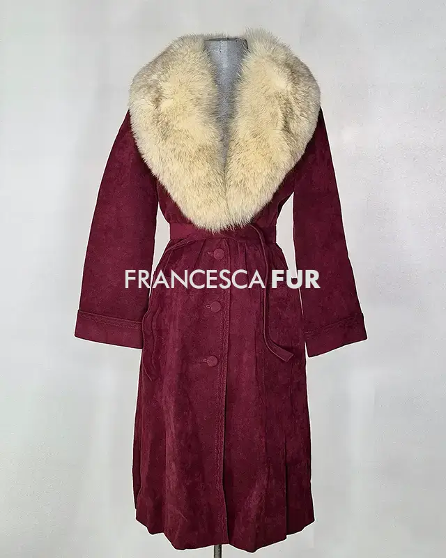 FOX FUR Collared Scarlett Suede Coat