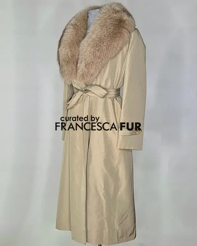 FOX FUR Collared Italian Silk Overcoat