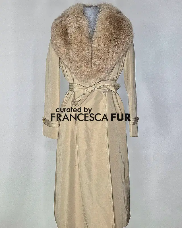 FOX FUR Collared Italian Silk Overcoat