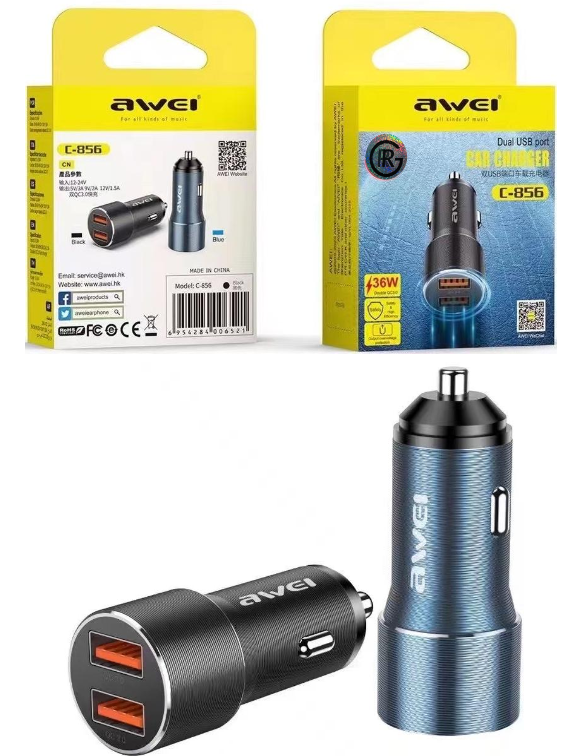 Awei C-856 High Speed Car Charger USB A Dual Ports