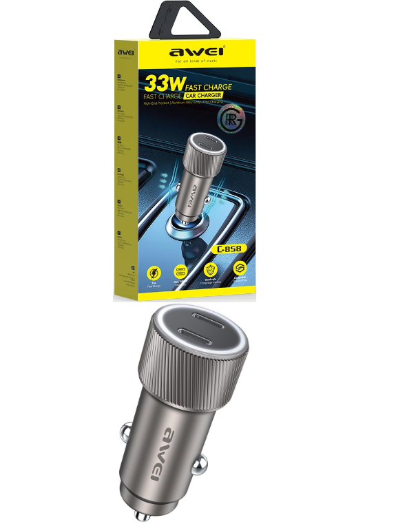 Awei C-858 DC12-24V First Car Charger 33W Type C PPS LED Indicator