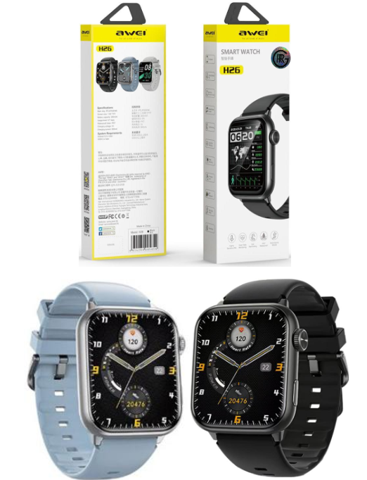 Awei H26 Smart Watch 1.95’‘ Display Bluetooth Call  Fitness Modes Blood Oxygen Detection