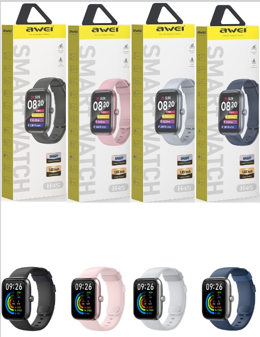 Awei H45 Smart Watch  Bluetooth Call Heart Rate & Sleep Monitor Waterproof