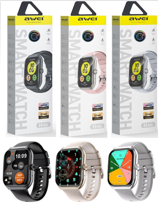 Awei H46 Smart Watch Original AMOLED Screen Fitness Tracker Bluetooth Call 