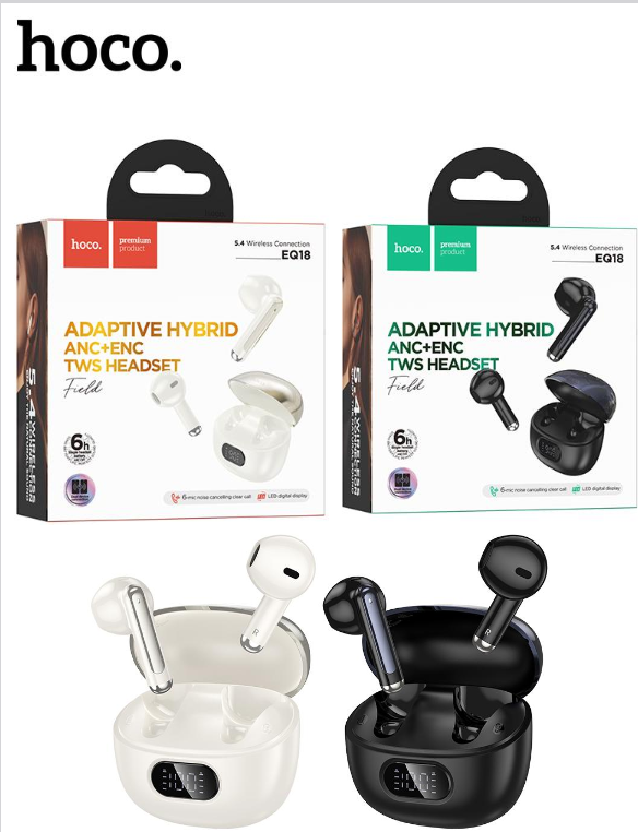 hoco EQ18 Wireless Headset ANC+ENC Noise Reduction Bluetooth BT5.4With Mic