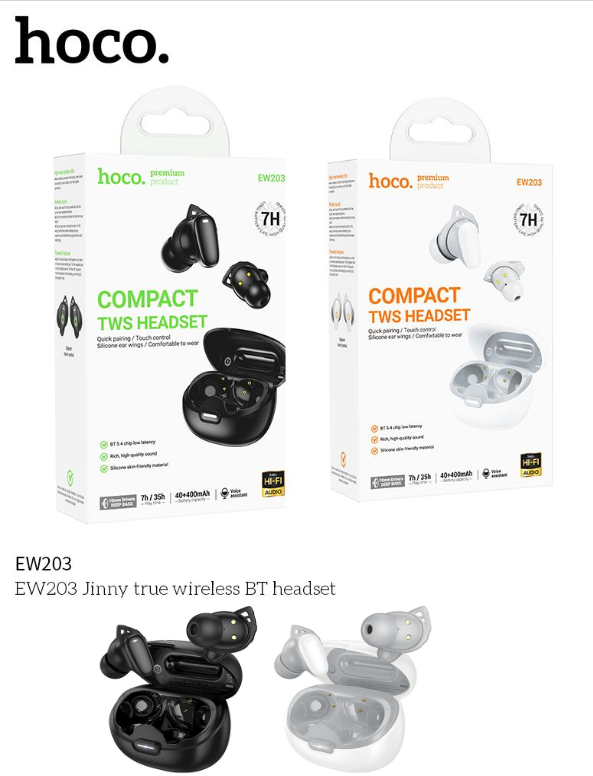 hoco EW203 True Wireless  Bluetooth Earphone BT5.4 Super Long Battery Life Sports Music