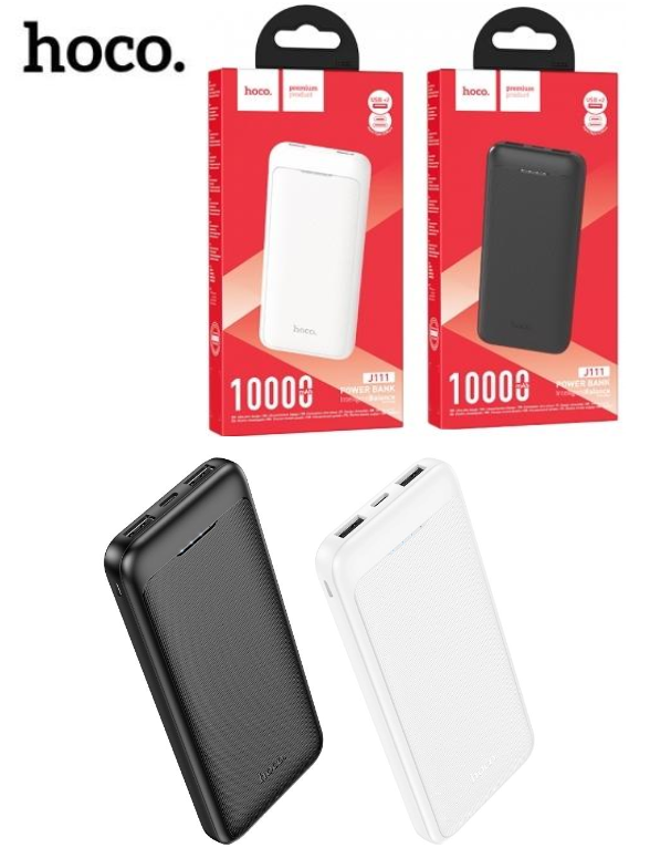 hoco J111 10,000mAh Charge Power Bank  with two USB & one Type C Ports