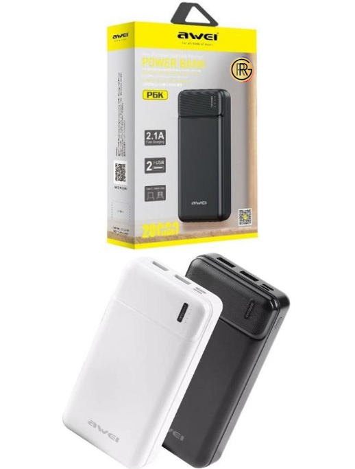 Awei P6K 20,000mAh Power Bank Dual USB Portable and Fast Charging