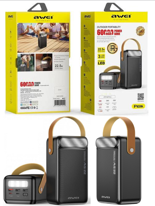 Awei P101K 60,000mAh Fast Charging Power Bank 22.5W  and Long Lasting