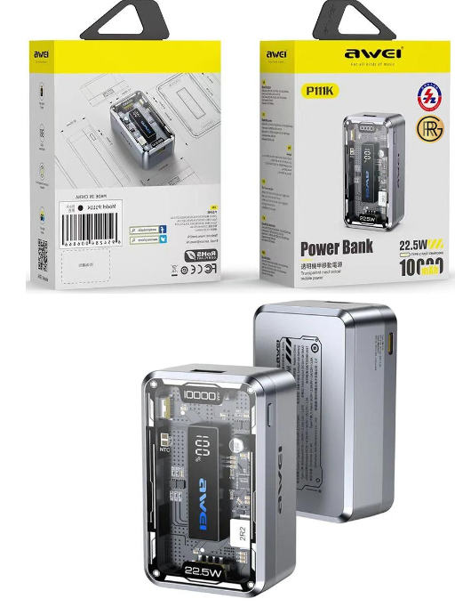 Awei P111K 10,000mAh Portable Power Bank QC3.0 PD 20.5W Fast Charging High Quality Mini 