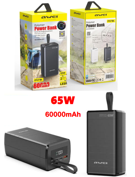Awei P171K 60,000mAh Power Bank 6W Super Fast Charging  & Can ChargeLaptop