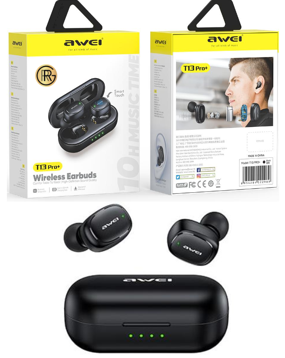 Awei T13 Pro Plus Wireless Mini Earbuds Smart Touch Sport Earbuds