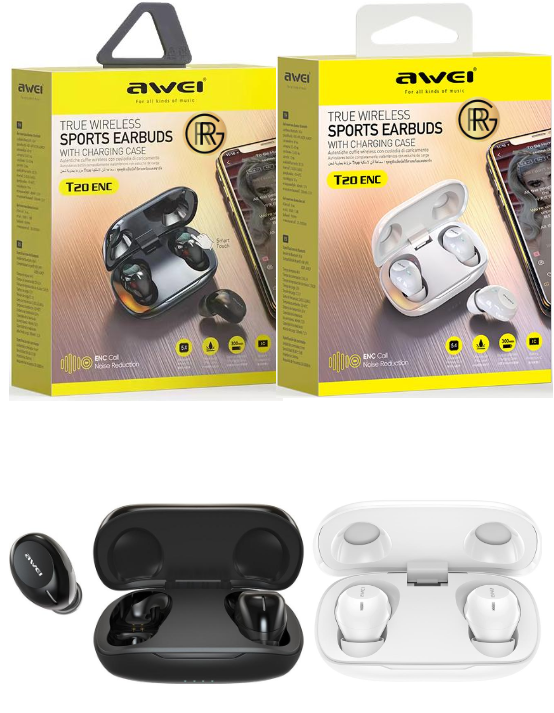 Awei T20 ENC True Wireless Sports Earbuds With Charging Case IPX4 Waterproof