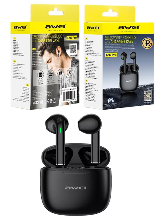 Awei T26 Pro Ture Wireless Sport Bluetooth Earphone Noise Canceling with Mic 
